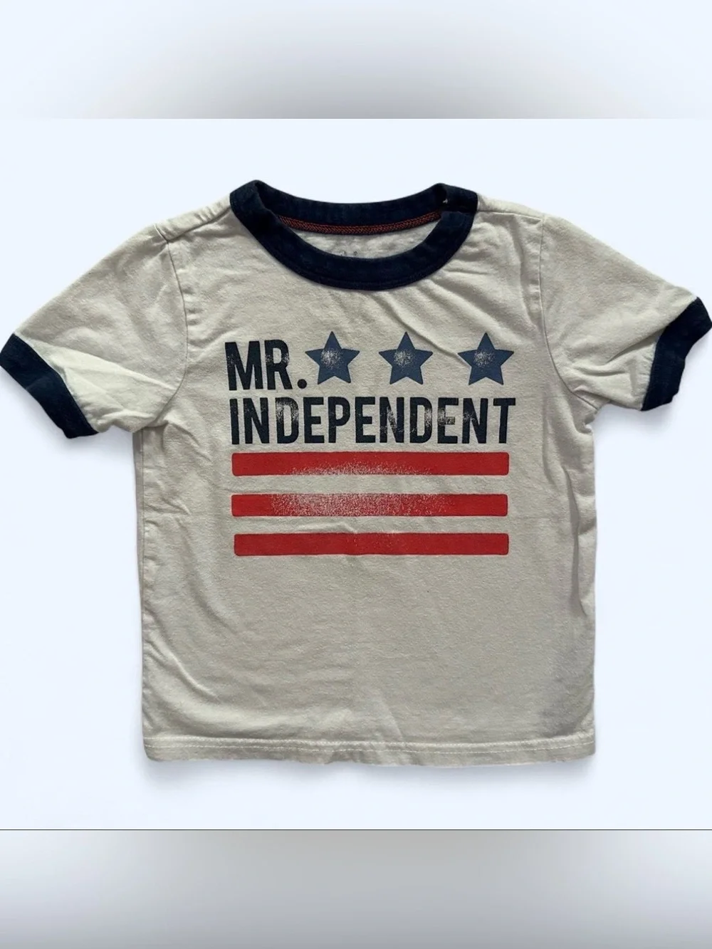 Carter’s Mr. Independent USA T-Shirt in White Blue Red Toddler Boys Size 2T